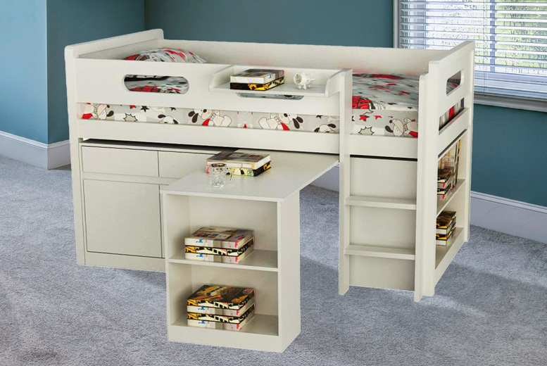 3ft Trosso White Mid-Sleeper Bed with Storage 3ft Trosso White Mid-Sleeper Bed with Storage