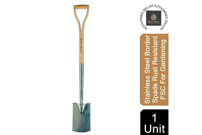 Kent & Stowe Heavy-Duty Stainless Steel Digging Spade with Ergonomic Ash Wood Handle | Wowcher