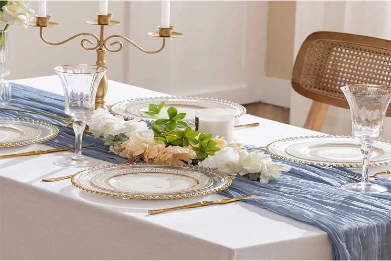 90x300cm Wrinkled Gauze Table Runner Wedding Party Table Decor | Wowcher
