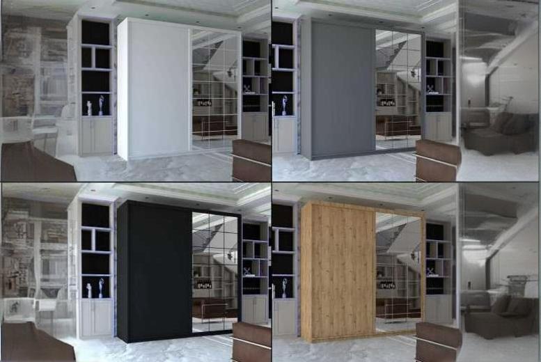 COLLIN Sliding Door Oak Wardrobe – Space-Saving Modern Bedroom Storage, 150-250cm, 4 Colours | Wowcher COLLIN Sliding Door Oak Wardrobe – Space-Saving Modern Bedroom Storage, 150-250cm, 4 Colours | Wowcher