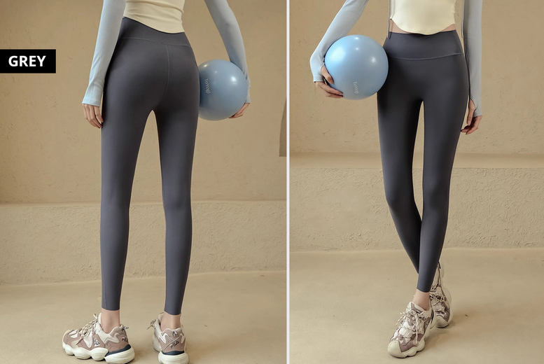 Women's High-Waisted Slimming Exercise Leggings, UK10, Grey | Wowcher