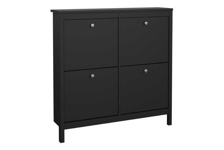 Shoe Storage Cabinet 4 Flip Down Doors White Black Hallway Organi | Wowcher