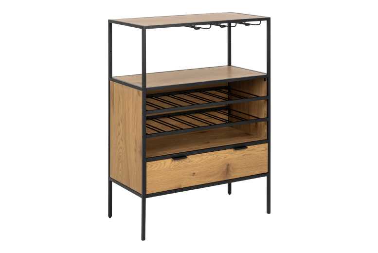Black and Oak Steel Frame Storage Cabinet with Doors – Industrial Modular Sideboard | Wowcher