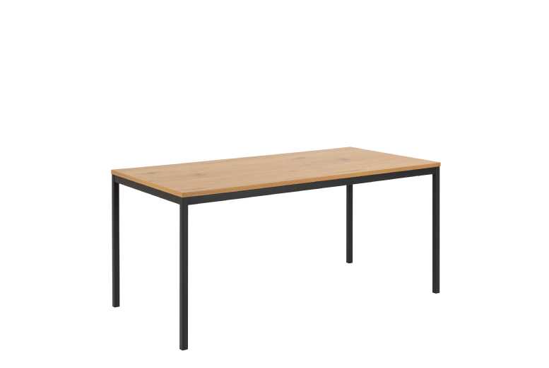 Rectangular Oak Dining Table – Black Metal Frame, Seats 6, Modern Industrial Style | Wowcher Rectangular Oak Dining Table – Black Metal Frame, Seats 6, Modern Industrial Style | Wowcher