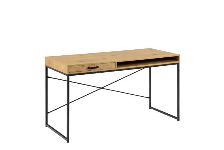 Contemporary Wild Oak & Black Steel Living Room Desk with Storage Drawer – Minimalist Workspace Table, Modern Console, Home Office Furniture | Wowcher Contemporary Wild Oak & Black Steel Living Room Desk with Storage Drawer – Minimalist Workspace Table, Modern Console, Home Office Furniture | Wowcher