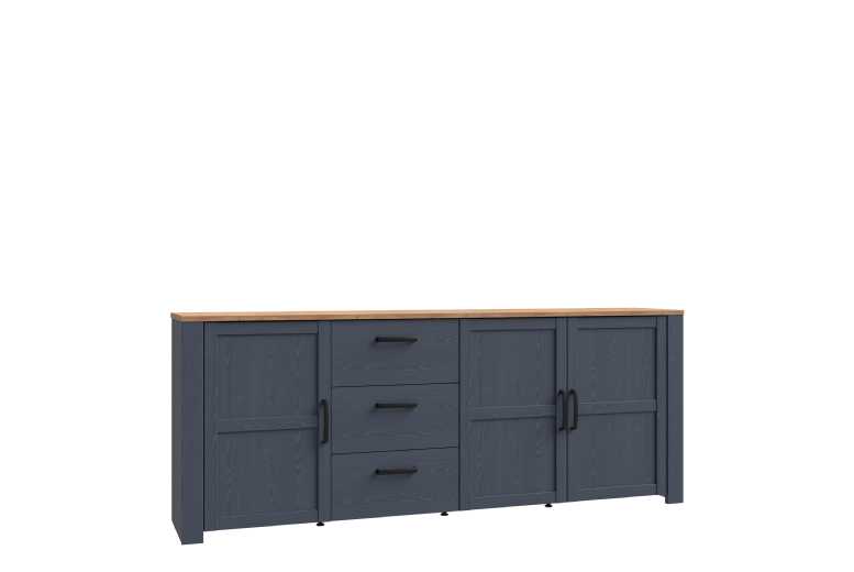 Large 3 Door 3 Drawer Sideboard Oak Navy Grey White Storage | Wowcher