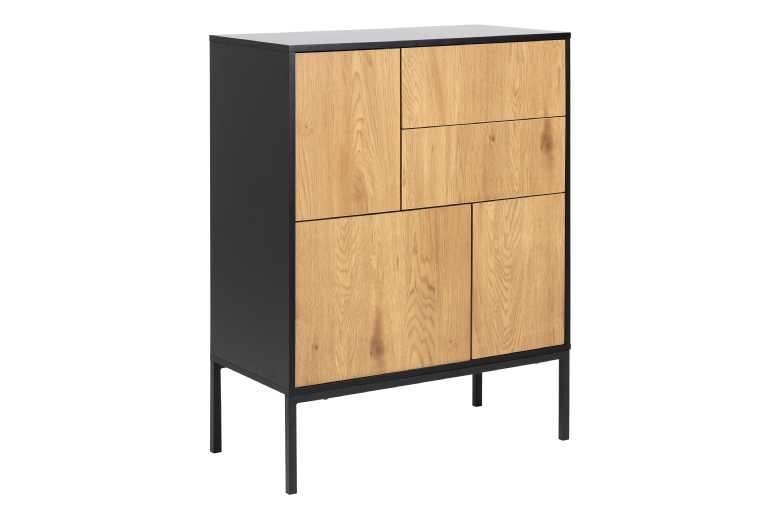 Black Oak Sideboard Storage Cabinet – 3 Door, 2 Drawer, Push-to-Open, Modern Wood Unit | Wowcher Black Oak Sideboard Storage Cabinet – 3 Door, 2 Drawer, Push-to-Open, Modern Wood Unit | Wowcher