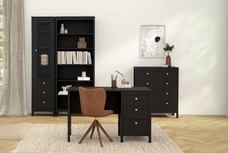 3+2 Chest of Drawers – Modern White, Matt Black & Oak Bedroom Storage Unit | Wowcher 3+2 Chest of Drawers – Modern White, Matt Black & Oak Bedroom Storage Unit | Wowcher