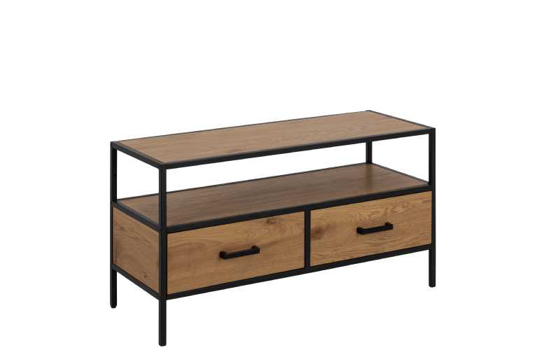Contemporary Black & Oak TV Stand – Steel Frame, 2 Drawers, Open Storage, Modern Living Room Furniture | Wowcher Contemporary Black & Oak TV Stand – Steel Frame, 2 Drawers, Open Storage, Modern Living Room Furniture | Wowcher
