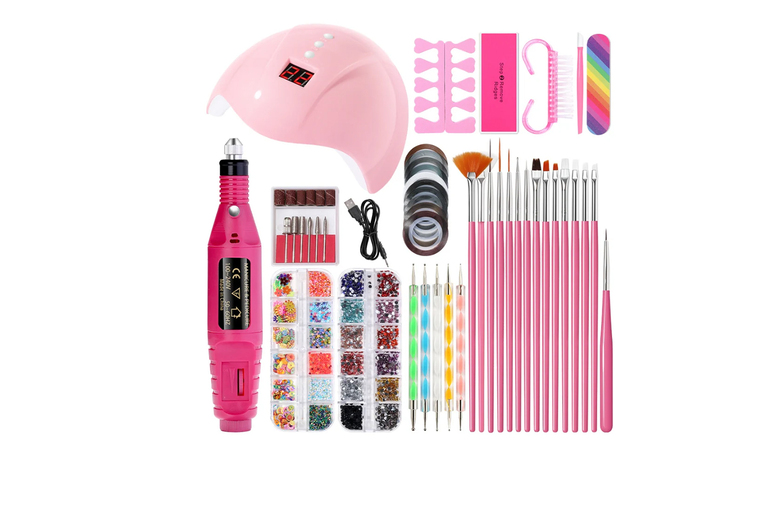 42 Piece Gel Nail Art Set with UV Lamp & Electric Nail File | Wowcher