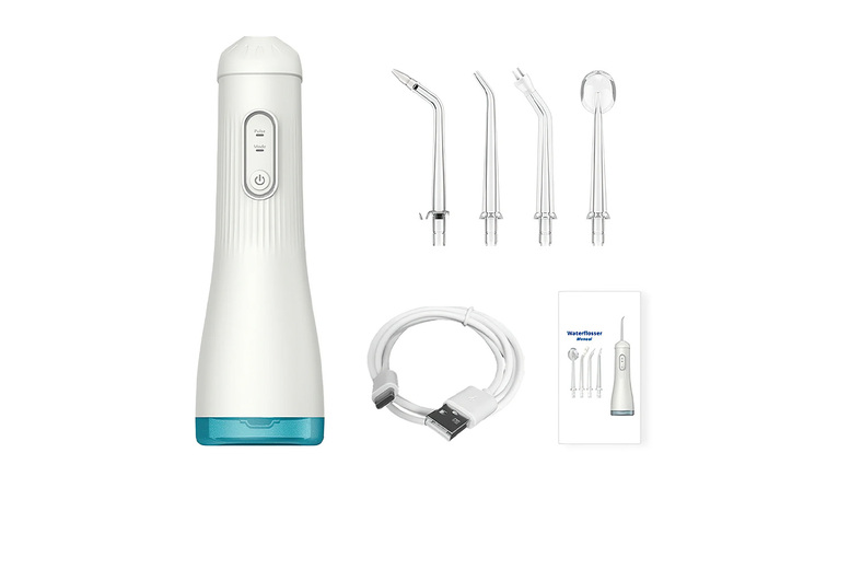 Cordless Electric Water Flosser Set for Sensitive Gums & Travel – USB Rechargeable, 4 Nozzles | Wowcher