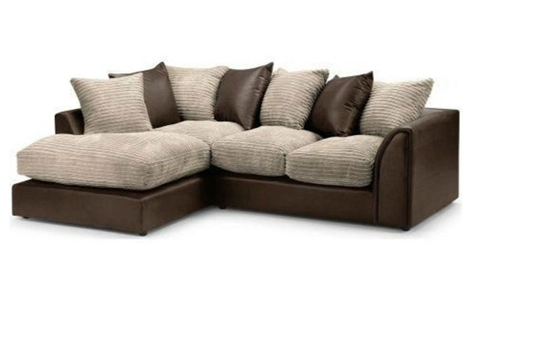 Morley Byron Jumbo Cord & Leather-Look Modern 4-Seater Corner Sofa – Left or Right Handed | Wowcher