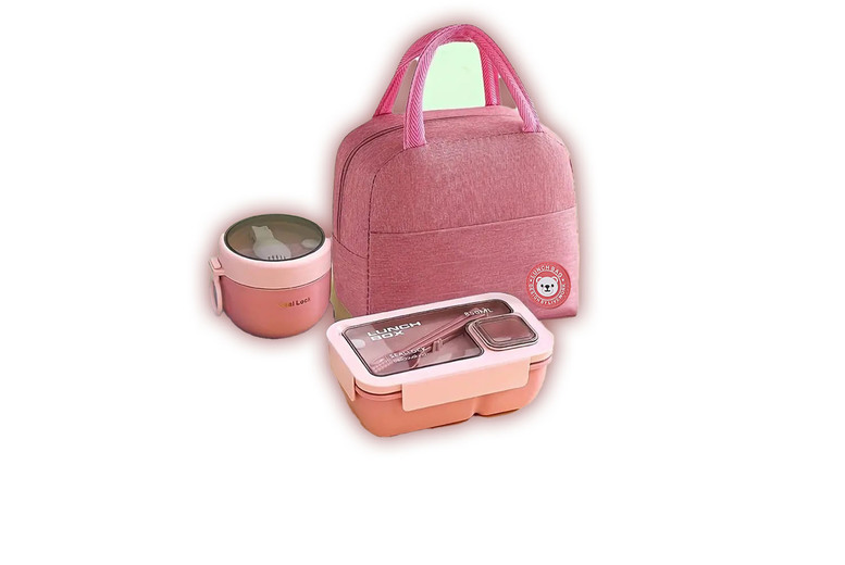 3Pc Leakproof Bento Box Set with Lunch Bag - 4 Colours | Wowcher