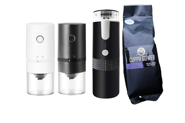 Coffee Machine & Grinder Kitchen Bundle – Portable, USB-C, Easy-Clean | Wowcher