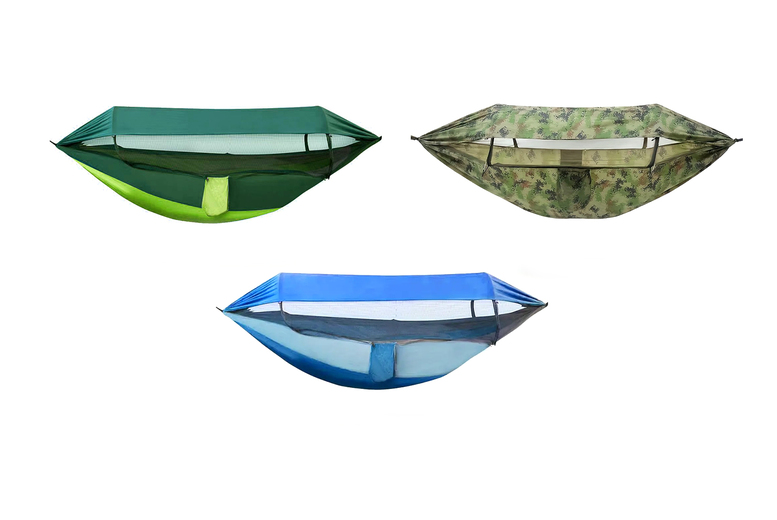 3-in-1 Lightweight Ripstop Nylon Camping Hammock with Mosquito Net & Sun Shelter – 2-Person, Portable | Wowcher