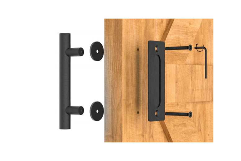 Heavy-Duty Barn Door Sliding Handle & Flush Pull Set for Wood Doors – Stainless Steel, Easy Install, Matte Black Finish | Wowcher