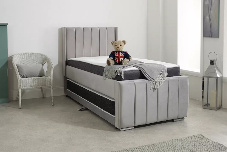 Elegant Plush Velvet Elise Trundle Bed Frame & Base – Modern, Sturdy Design | Wowcher