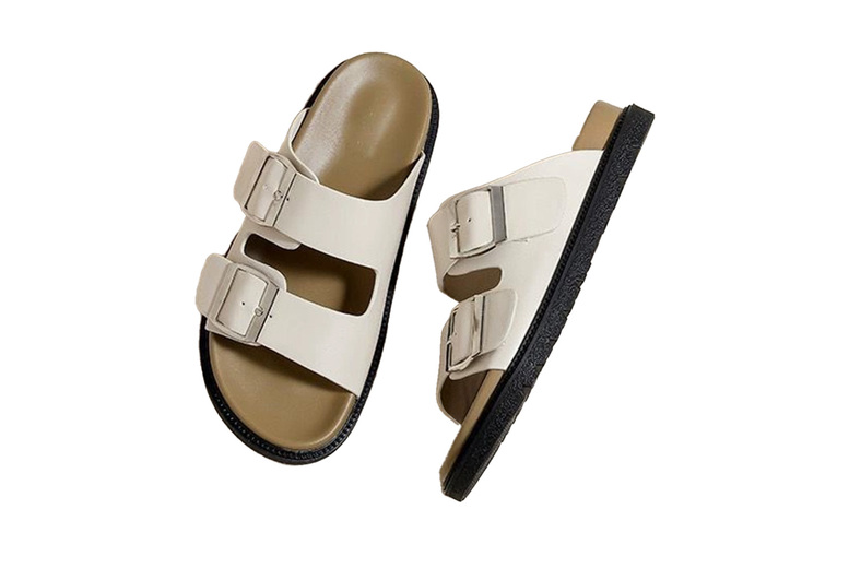 Unisex Black Double Strap Slip-On Summer Flats – Versatile Comfort in 3 Sizes & 6 Colours | Wowcher