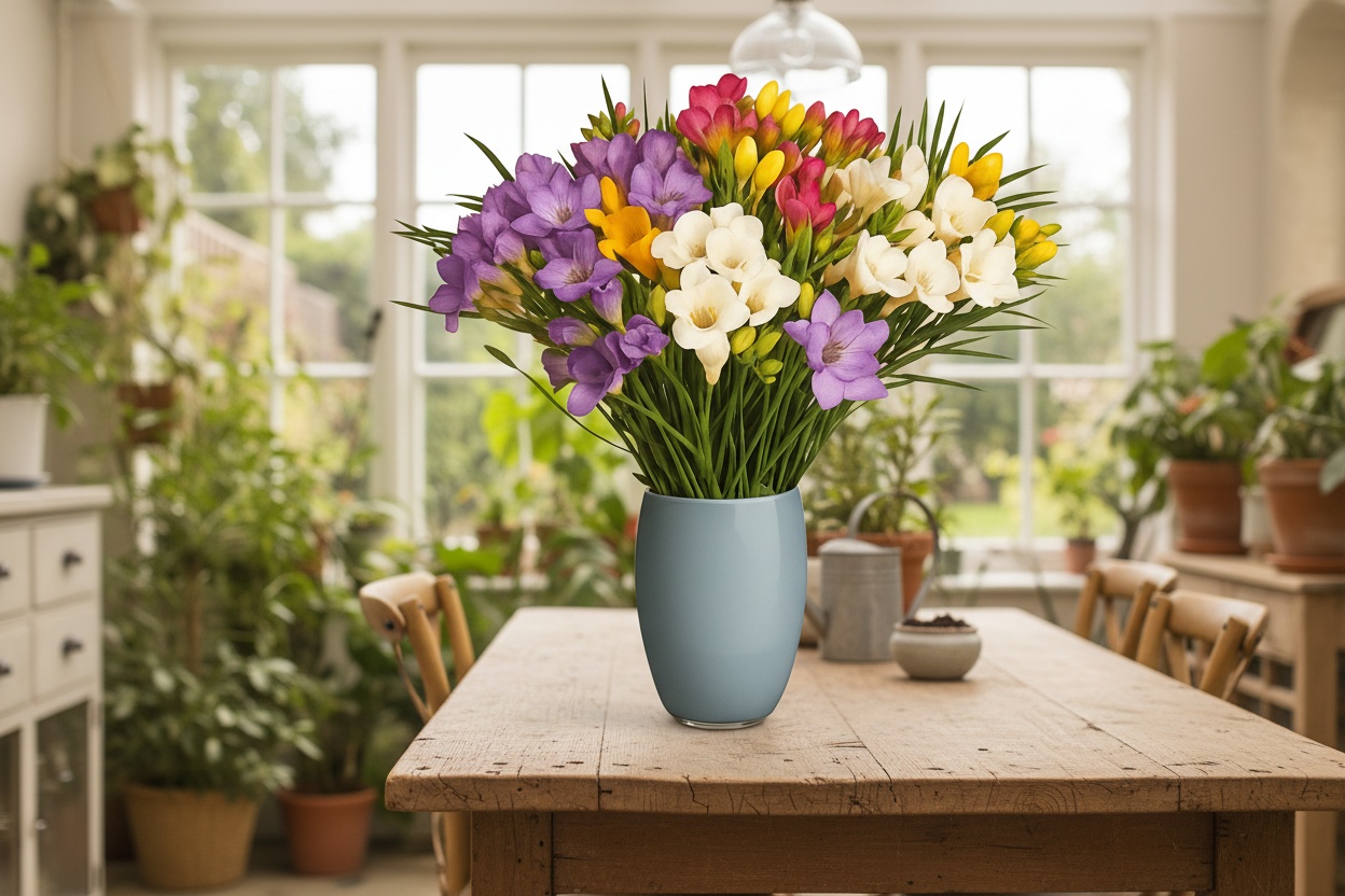 Mixed Freesia Indoor Flower Bouquet - Easy-Care, Fragrant Stems | Wowcher