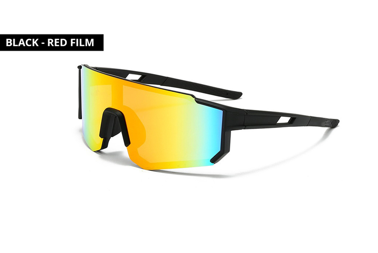 Unisex Fashion cycling sunglasses, Black with Red Film | Wowcher