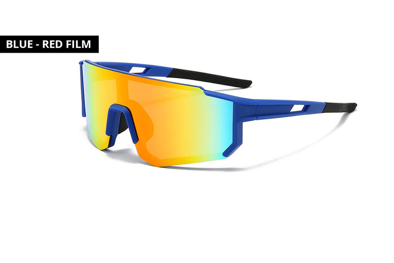 Unisex Fashion cycling sunglasses, Blue with Red Film | Wowcher