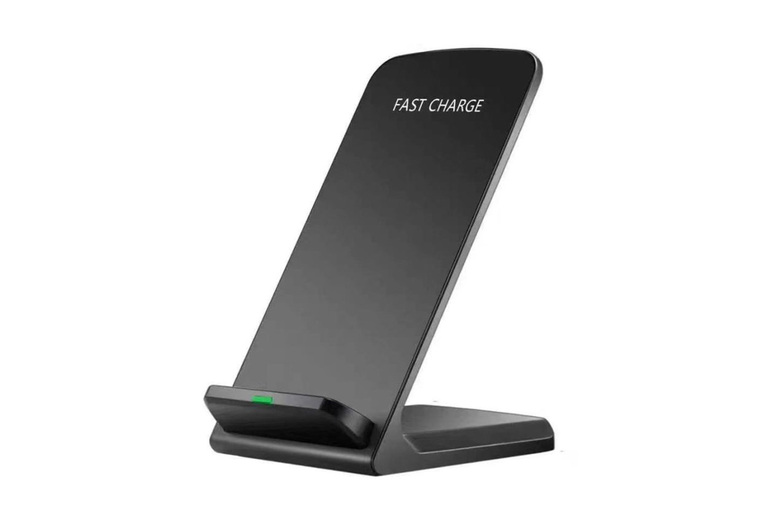 15W Wireless Charger Stand - Fast Qi Charging, Portrait/Landscape, ABS - iPhone & Samsung Compatible | Wowcher