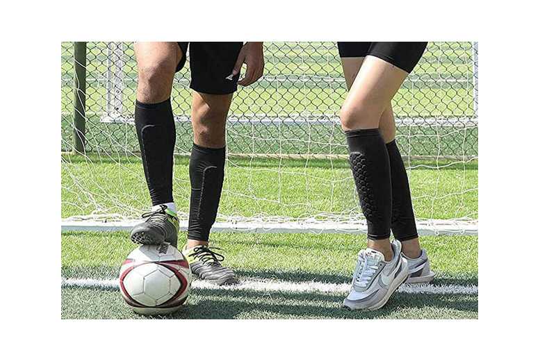 Honeycomb Soccer Shin Guards Calf Compression Sleeve – Breathable Nylon, Anti-Slip, Multi-Sport Protection | Wowcher