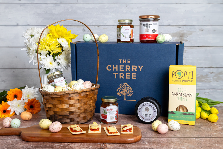 Delicious Savoury Food Gift Hamper – Cheese, Crackers, Chutney & More – 40% Off from The Cherry Tree | Wowcher