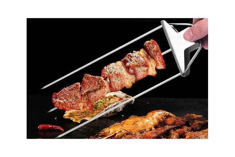 2Pcs 3-Way BBQ Grill Skewer 3-Prong Kabob Skewers | Wowcher 2Pcs 3-Way BBQ Grill Skewer 3-Prong Kabob Skewers | Wowcher