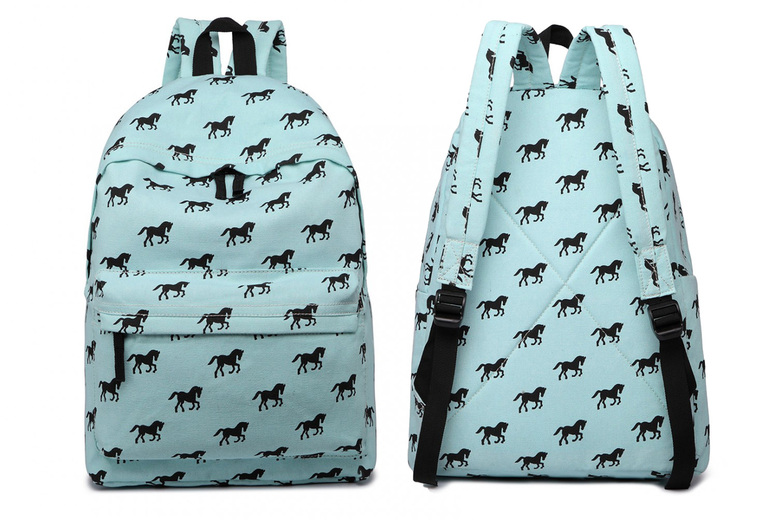 Lulu Horse-Print Cotton Canvas School Backpack – Durable & Stylish for Everyday Adventures | Wowcher Lulu Horse-Print Cotton Canvas School Backpack – Durable & Stylish for Everyday Adventures | Wowcher