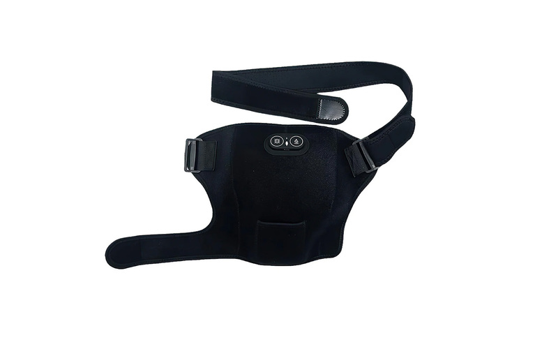 Dual Motor USB-Charged Ergonomic Shoulder Heating Pad – Adjustable Neoprene, Deep Tissue Massage, Portable Pain Relief | Wowcher
