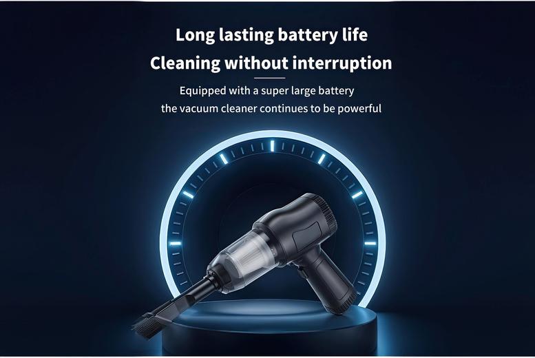 Handheld Cordless Vacuum Cleaner – Lightweight, 3000pa Suction, 4 Nozzle Attachments, Portable Black | Wowcher