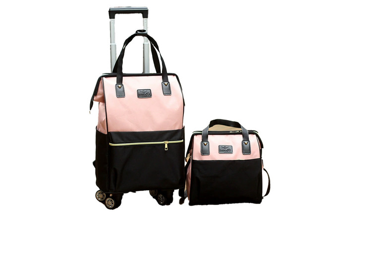 Expandable Oxford Cabin Carry-On with Wheels & Trolley Sleeve – Lightweight Travel Bag | Wowcher