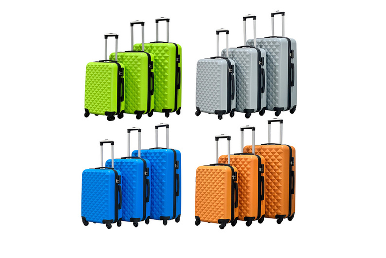 3-Piece ABS Hard Shell 4-Wheel Suitcase Set – Lightweight, Secure, Cabin Size | Wowcher