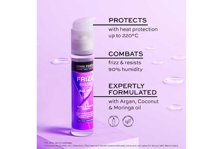 John Frieda Frizz Ease Extra Strength Anti-Frizz Serum with Argan Oil for Coarse Hair, 50ml – Single or Twin Pack | Wowcher