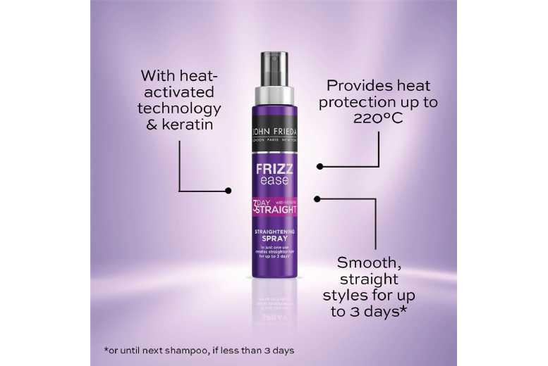 John Frieda 3 Day Straight Keratin Styling Spray – Anti-Frizz Heat Protectant for All Hair Types | Wowcher