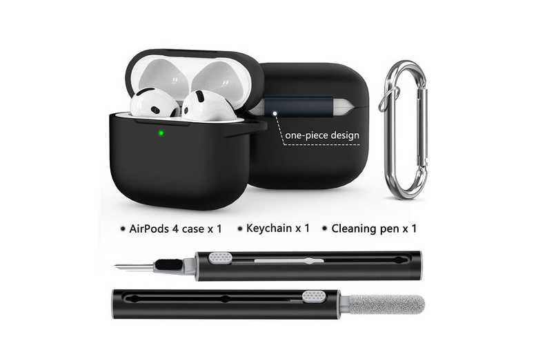 Wireless Bluetooth Earbuds for Apple AirPods 4 – Silicone Protective Case, Cleaner Kit & Keychain – Secure Fit, Charging Compatible | Wowcher Wireless Bluetooth Earbuds for Apple AirPods 4 – Silicone Protective Case, Cleaner Kit & Keychain – Secure Fit, Charging Compatible | Wowcher