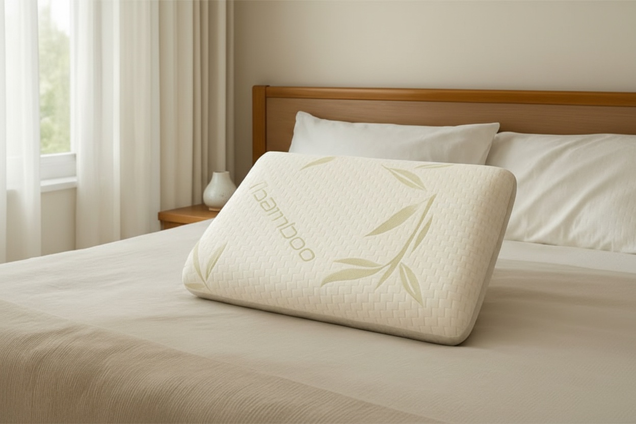 Octaluxe Bamboo Visco Memory Foam Pillow – Ergonomic Octagonal Design, Breathable Bamboo Cover, Firm Support – Single or Double Pack | Wowcher