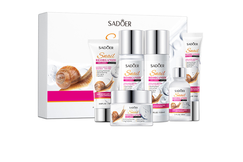 6-Piece Snail Mucin Essence Set with Collagen – Complete Skincare Routine | Wowcher