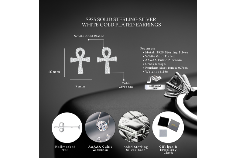 Sterling Silver Cross Bow Stud Earrings – S925 Hypoallergenic Cubic Zirconia Studs, White Gold Plated, Lightweight | Wowcher Sterling Silver Cross Bow Stud Earrings – S925 Hypoallergenic Cubic Zirconia Studs, White Gold Plated, Lightweight | Wowcher