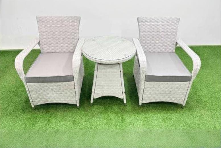 3 PCS PE Rattan Dining Set – Compact Round Table & Chairs 3 PCS PE Rattan Dining Set – Compact Round Table & Chairs