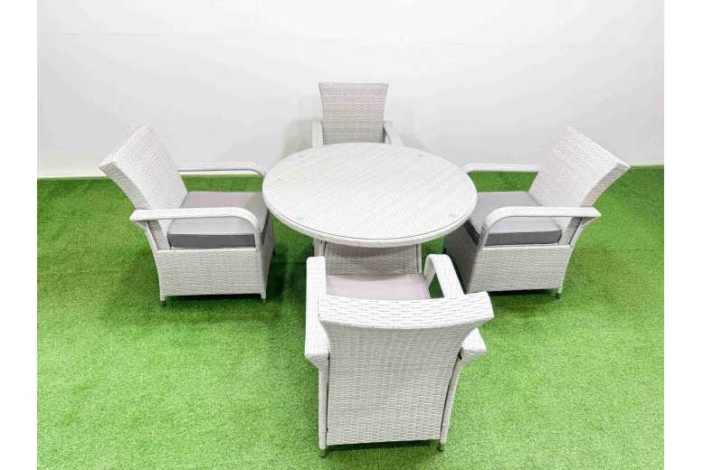 5 PCS PE Rattan Dining Set with Round Table – Weather-Resistant, Ergonomic Design | Wowcher 5 PCS PE Rattan Dining Set with Round Table – Weather-Resistant, Ergonomic Design | Wowcher