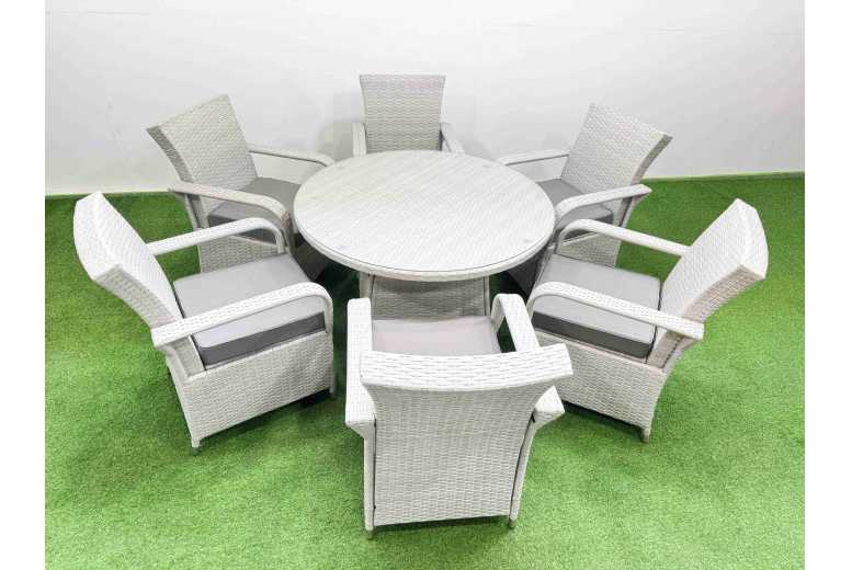7-Seater PE Rattan Dining Set – Weather-Resistant Round Garden Table | Wowcher 7-Seater PE Rattan Dining Set – Weather-Resistant Round Garden Table | Wowcher