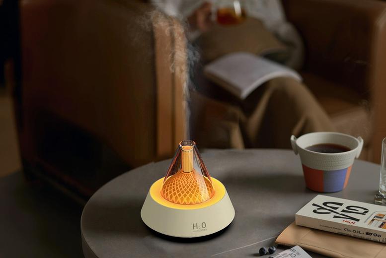 Modern ABS LED Aroma Humidifier Table Decor – 7-Colour Ambient Light, Compact 0.5L, Minimalist Home Accent | Wowcher