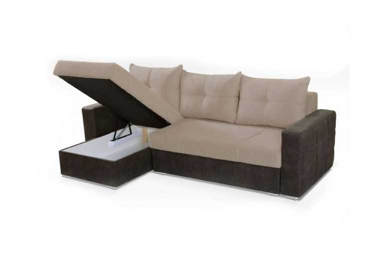 Apex Modern Fabric L-Shape Corner Sofa Bed – 5-Seater, Space-Saving, Brown & Grey | Wowcher