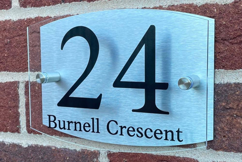 Personalised Curve Acrylic Metal Door Sign – Durable Custom House Nameplate for Home & Office | Wowcher