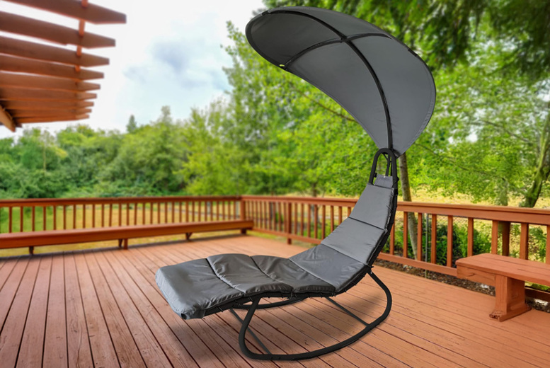 Heavy Duty Textoline Reclining Sun Lounger with Canopy | Wowcher
