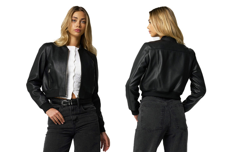 Barney’s Women’s Cropped Bomber Jacket – 6 Sizes