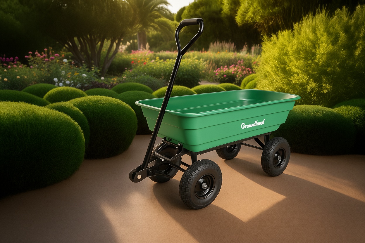 Heavy Duty Garden Cart with Ergonomic Handles & Tipping Bed – Multipurpose Outdoor Utility Wagon | Wowcher