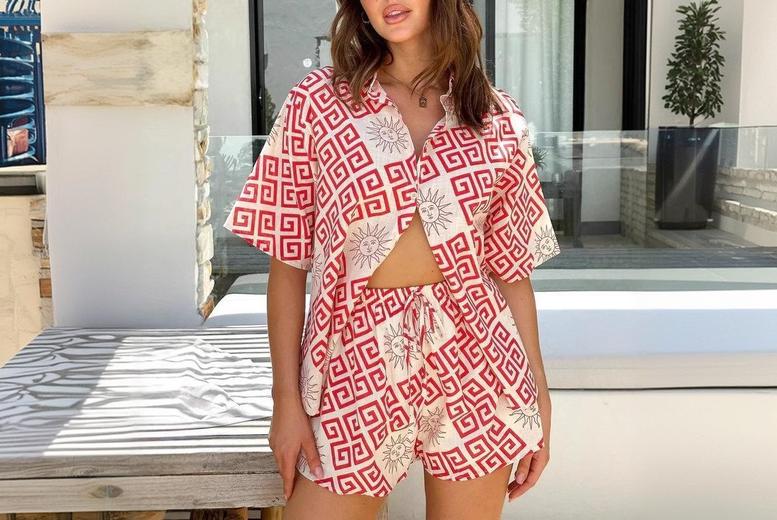 White Women’s Two Piece Summer Co-Ord Set – 8 Sizes & 7 Prints | Wowcher